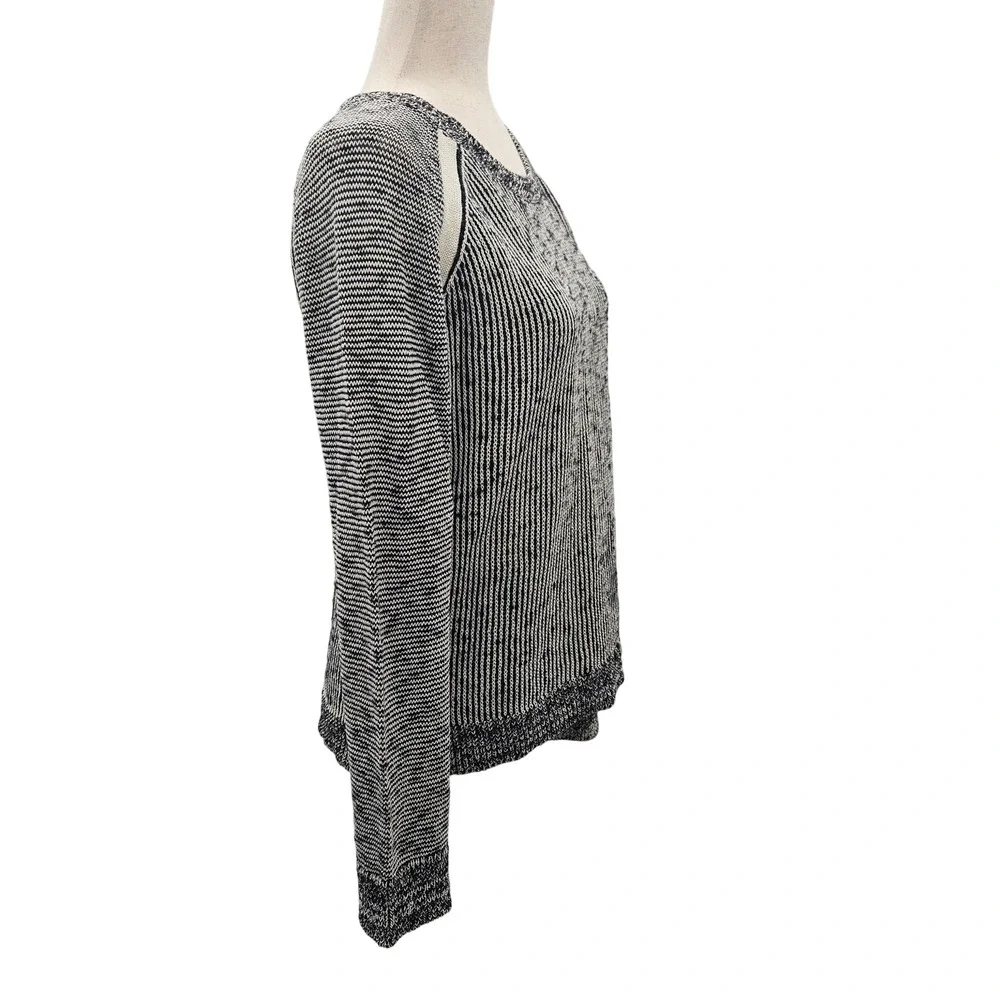 SI-IAE Womens Sweater Long Sleeve‎ Crewneck Striped Black White Larg